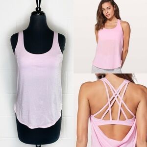 Lululemon Free To Be Serene Tank 2 In 1 Heathered Pearl Pink